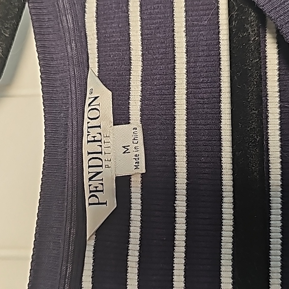 Pendleton MP navy blue/white striped ruffled cardigan - Picture 2 of 15